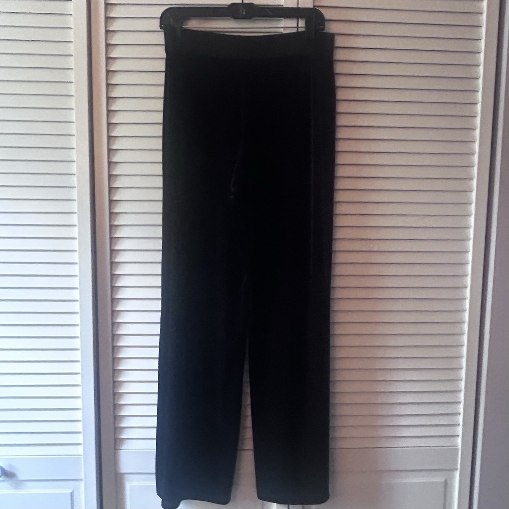 Alfani Wide Leg Pull On Stretchy Blue Velour Lounge Pants Small Quiet Luxury - Picture 7 of 7
